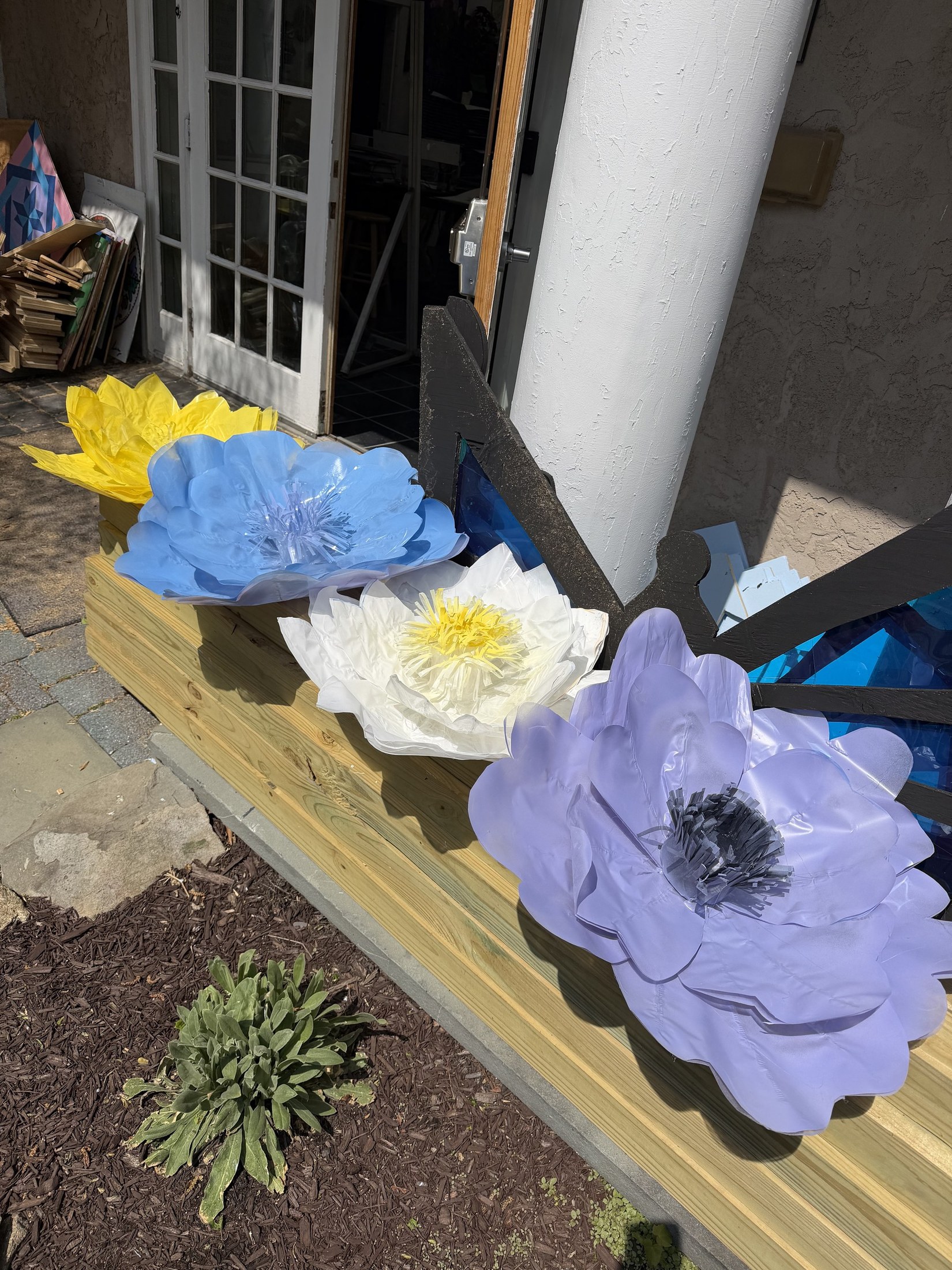 Handmade flowers prepared for the Spring installation