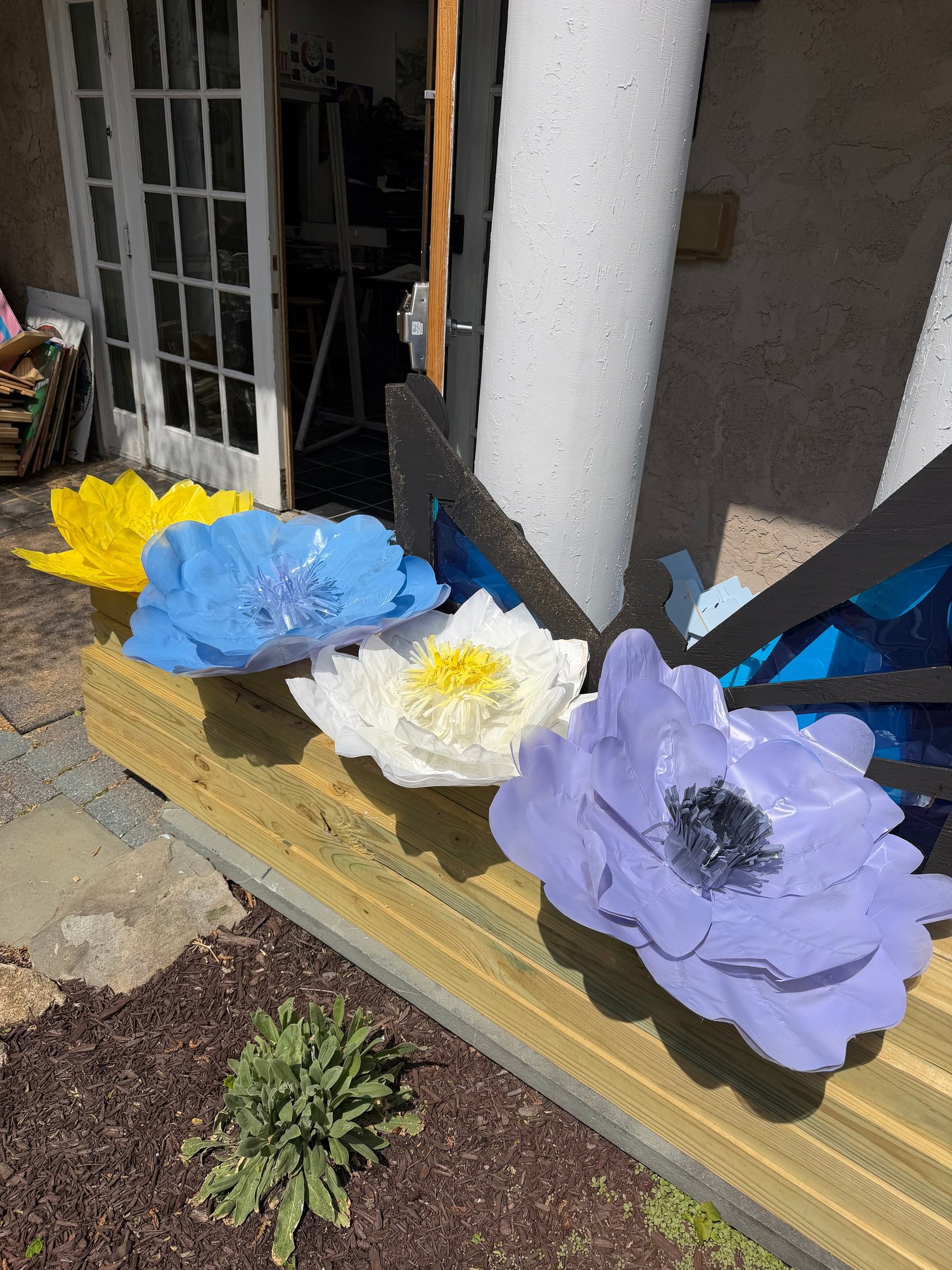 Handmade flowers prepared for the installation